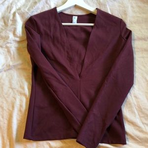 Dark purple low cut long sleeve shirt